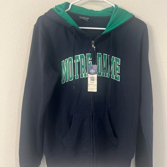 NEW Stadium Notre Dame Zip Up Sweatshirt, Navy Blue, Green, Sz Medium - Picture 1 of 3